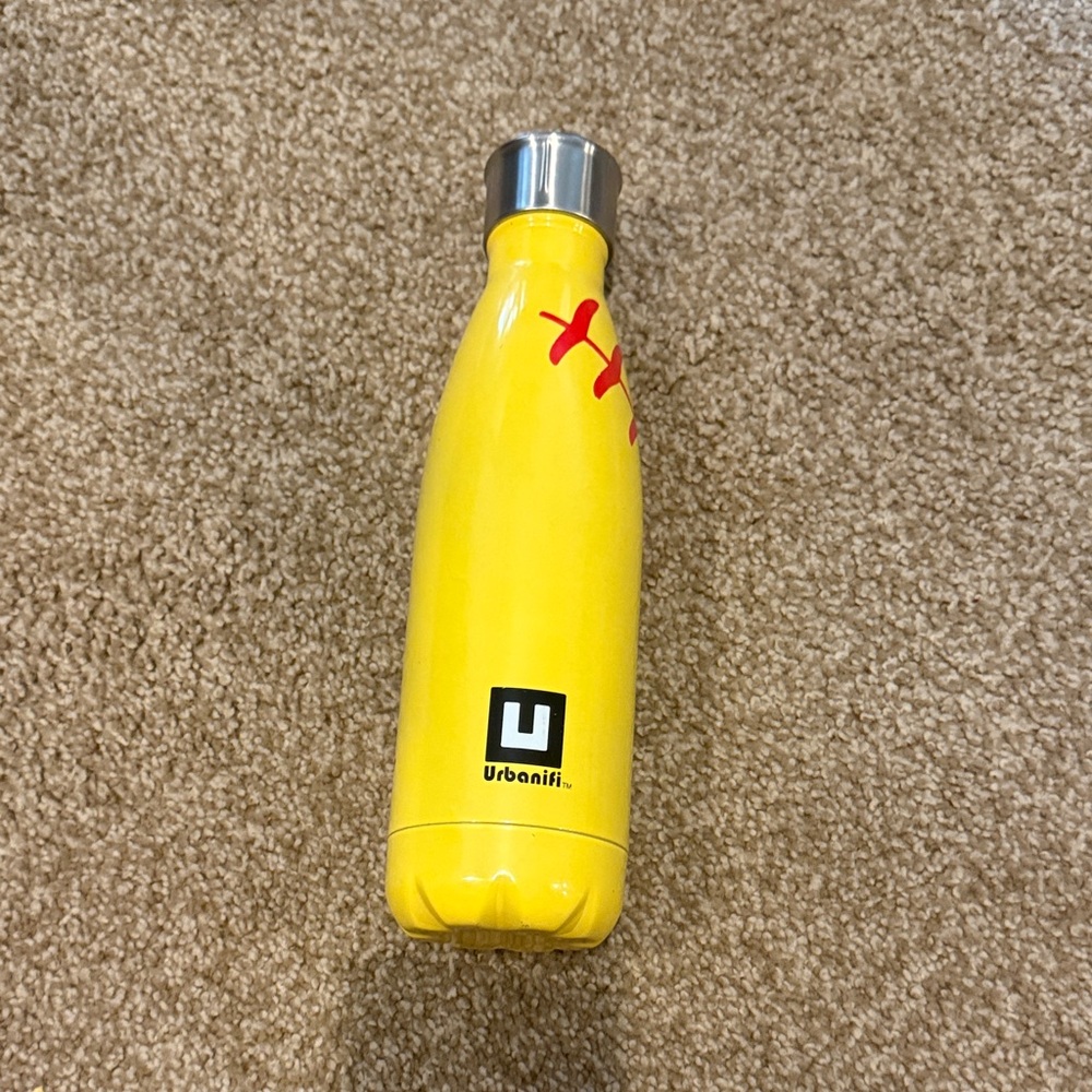 Yellow Insulated Bottle with Red Stitching